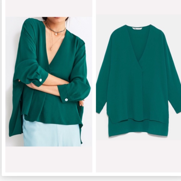 NWT Zara Green Oversized Blouse - Picture 3 of 8